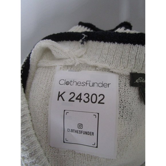 Eddie Bauer Sweater Petites Small Cardigan Striped Pockets Snap Up - Picture 10 of 10